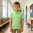 thumbnail image 1 of Polo Shirts Boys Green Short Sleeve Polo Shirt School Uniform Shirts Summer Casual Breathable Kids Boys' T-Shirts 9-10 Years, 1 of 4