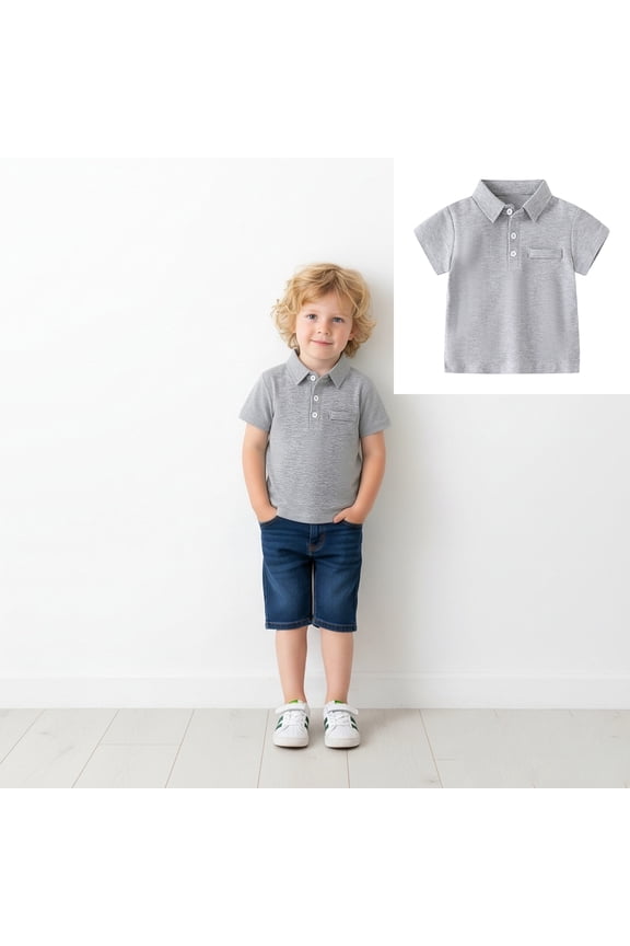 Polo Shirts Boys Grey Girls Short Sleeve Tops School Uniform for Boys Summer Casual Breathable Kids Boys Clothes 4T