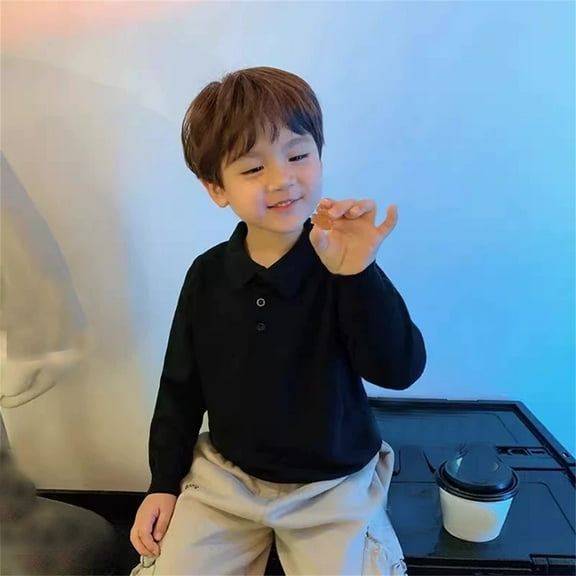 Polo Shirts Boys Long Sleeve Boy Black Button down Shirt Boys Fall Shirt Child 5-6 Years Boys Shirts