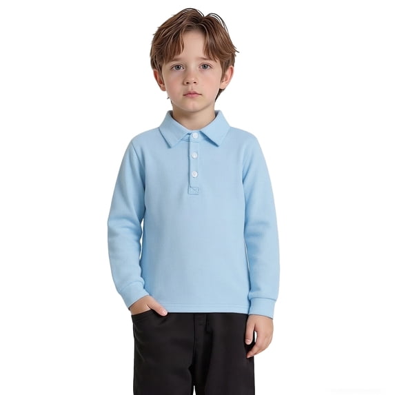 Polo Shirts Boys Long Sleeve Boys Sky Blue Button down Shirt Casual Tops Boys School Uniform Shirts Fashion Shirts 18-24 Months