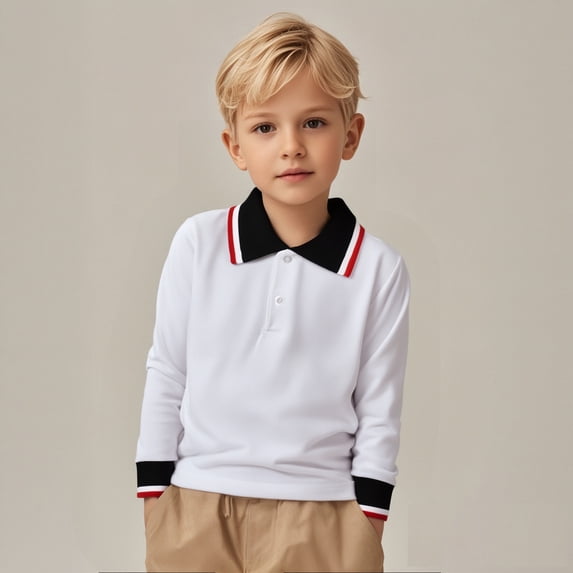 Polo Shirts Boys Long Sleeve Red Button up Shirt Boys Boys Uniform Shirts Casual Tops Kids Boy Shirts Size 5-6 Years