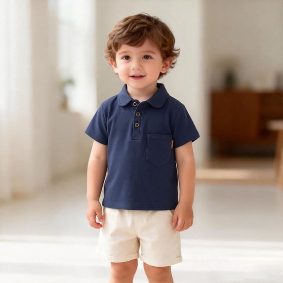 Polo Shirts Boys Navy Short Sleeve T Shirt Girls Uniform Shirts Summer Casual Breathable Kids Dress Shirts for Boys 5-6 Years