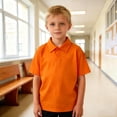 thumbnail image 1 of Polo Shirts Boys Orange Short Sleeve Dress Shirt 100 Days of School Shirt Boys Casual Tops Kids Dress Shirts for Boys 8-9 Years, 1 of 5
