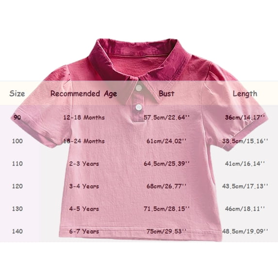 Polo Shirts Boys Pink Girls Short Sleeve Shirt School Shirts for Girls Summer Casual Breathable Toddler 18-24 Months Boy Clothes