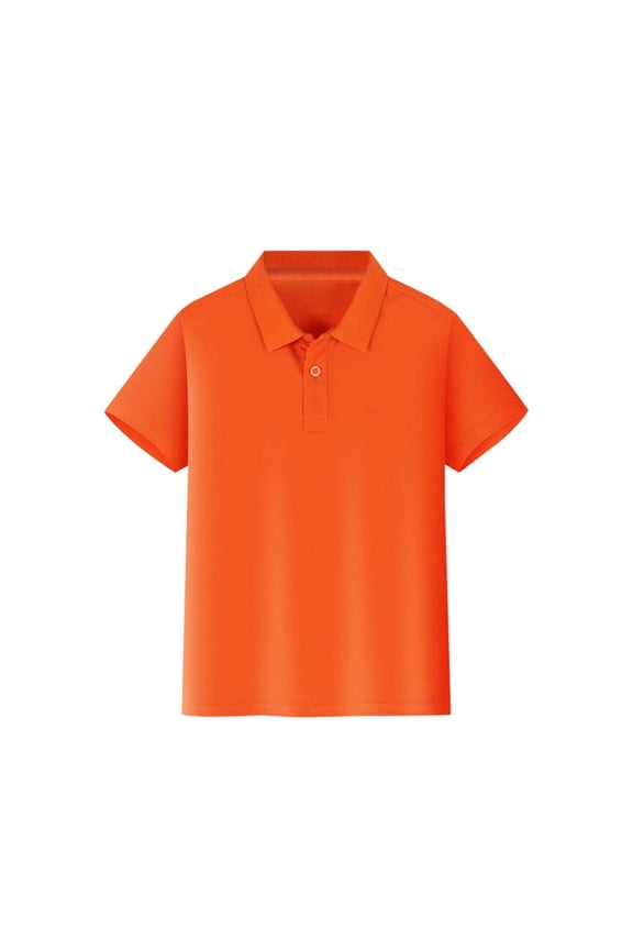Polo Shirts Boys Short Sleeve Orange Button up Shirt Boys School Shirts 7-8 Years Clothes Boys