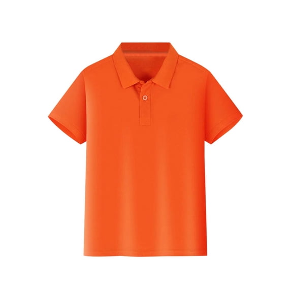 Polo Shirts Boys Short Sleeve Orange Button up Shirt Boys School Shirts 7-8 Years Clothes Boys