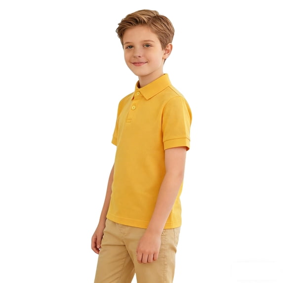 Polo Shirts Boys Yellow Button Down Short Sleeve Dress Shirt Girls 100 Days of School Shirt Classic Tween 10-11 Years Boy Clothes