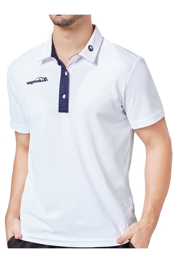 Polo Shirts Dry Fit Printed Performance Casual Short Sleeve Golf Polos for Men White M