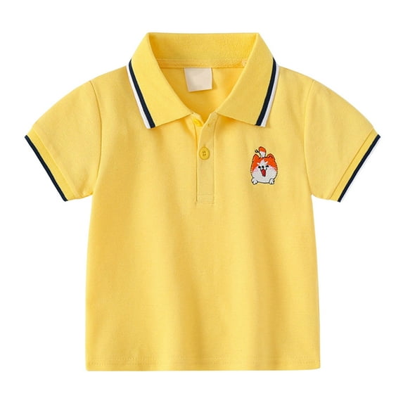 Polo Shirts For Boys 12-14 Kids Boys Girls Short Sleeve Shirt With Pocket Button Closure Comfortable & Soft Fabric Z0A-Yellow, 4-5 Years