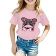 thumbnail image 1 of Polo Shirts For Girls 12-14 Kid Girls Cute Print Graphic Round Neck Short Sleeve Tee Summer Casual T Shirt Tops Pink, 11-12 Years, 1 of 5