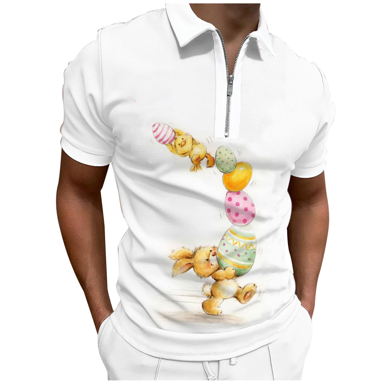 Polo Shirts For Men Easter Fashion Casual Digital 3D Printing Lapel