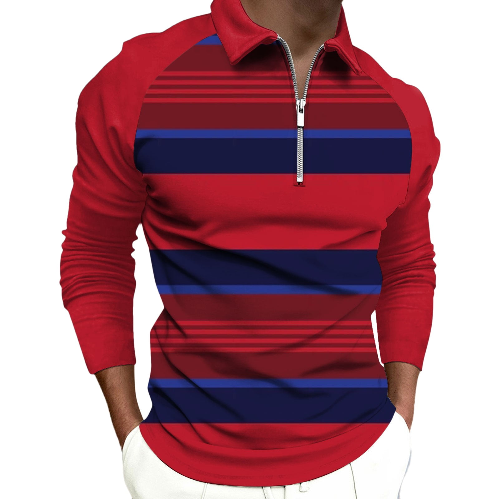 Polo Shirts For Men Fashion Casual Sports Digital Print Lapel Raglan ...