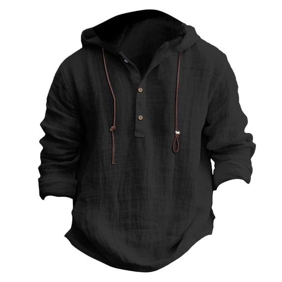 Polo Shirts For Men Fashionable Casual Solid Color Simple Button Hooded Hooded Button Down Tops