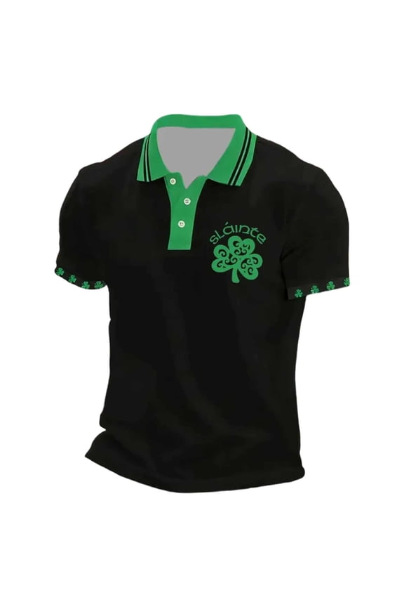 Polo Shirts For Men Short Sleeve St Patrick'S Day Celebration Casual Knit With Design Male Tops