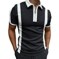 thumbnail image 1 of Polo Shirts For Men Summer Striped Print Turn Down Collar Short Sleeve Tops, 1 of 4