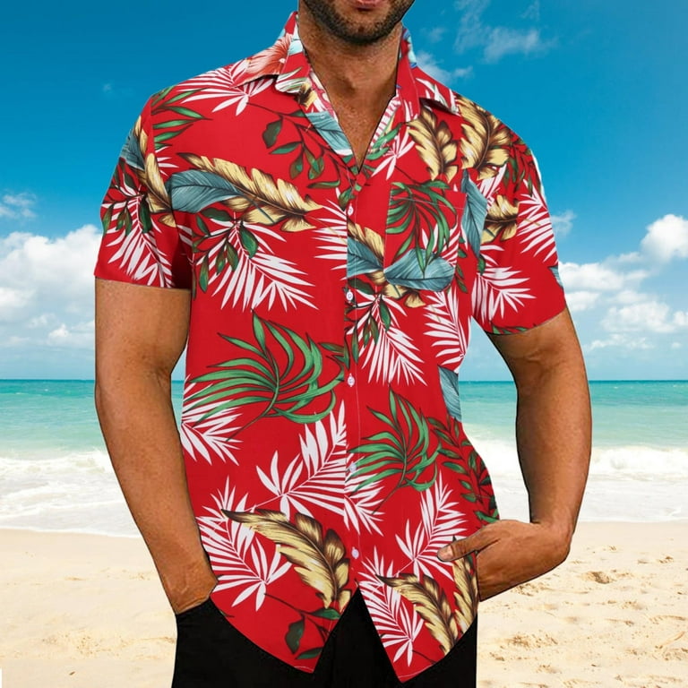Mens Hawaiian Shirts Tropical Holiday Beach Shirts Mens Polo Shirts, Button  Down Shirt for Men Mens Polo Shirts Short Sleeve Hawaiian Shirts for Boys  Short Sleeve White Dress Shirts for Men (Color