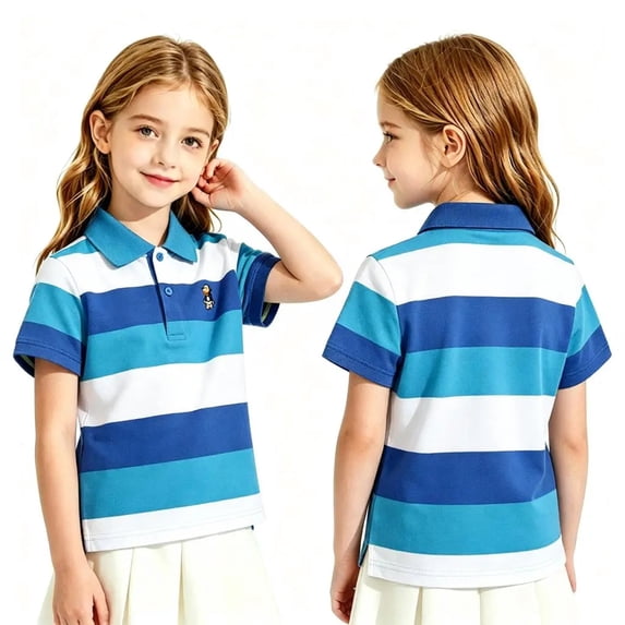 Polo Shirts Kids School Uniform Relaxed Fit Back To School Short Sleeve Button Down Tee Shirts Comfy Solid Color Pullover for Boys & Girls Blue 4-5 Years