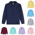 thumbnail image 1 of Polo Shirts Kids School Uniform Relaxed Fit Back To School Long Sleeve Collared T-Shirts Solid Color Pullover for Boys & Girls Navy 4-5 Years, 1 of 4