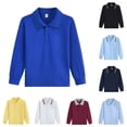 thumbnail image 1 of Polo Shirts Kids School Uniform Relaxed Fit Back To School Long Sleeve Collared Tshirts Solid Color Pullover for Boys & Girls Blue 2-3 Years, 1 of 4