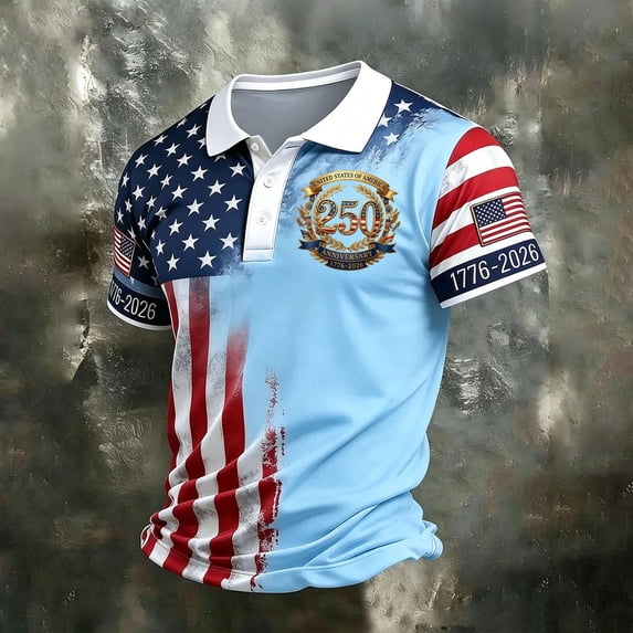 Polo Shirts for Men 250 Years Shirt 1776 Shirt 4th Of July T Shirts Patriotic Hawaiian Shirts for Men Usa Shirt Usa T Shirts Graphic T Shirts for Men Men's T Shirts Graphic