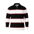 thumbnail image 1 of Polo Shirts for Men Breathable Long Sleeve Color Block Striped Golf Shirt Fall Winter Warm Casual Button Down Collared Business Tops White XXXL, 1 of 3