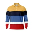thumbnail image 1 of Polo Shirts for Men Casual Button Down Collared Breathable Long Sleeve Striped Tops Fall Loose Fit Comfy Mens T-Shirts, 1 of 3