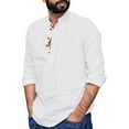 thumbnail image 1 of Polo Shirts for Men Casual Tops Loose Fit Spandex T Shirt Men Long Sleeve Athletic Shirts Long Sleeve Thumb Hole Mens Tee Stretch Top Tech Exercise Short Polyester Spandex White L, 1 of 7