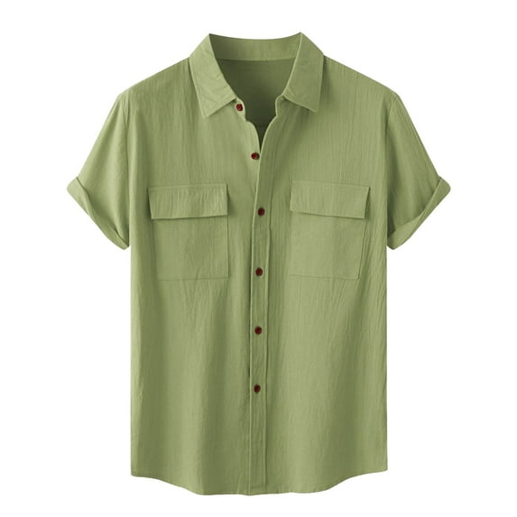 Polo Shirts for Men Clothes Short Sleeve Fuzzy Slipper Tops Loose Fit Men Shirts with Short T Loose Shirt Exercise T Long Sleeve Thin Shirt Pack for Male Summer Hawaii Green 2XL