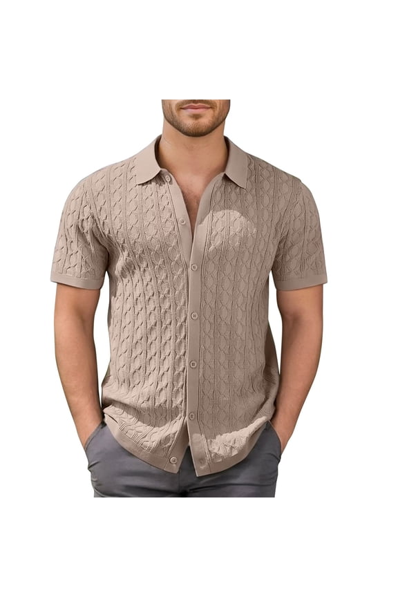 Polo Shirts for Men Compression Workout Neck Tee Men Tee Tops Neck Workout Dry Tech 3xl Turtleneck Clothes Trendy Mens Tops Short Sleeve Large Little Year Men's Summer Short Sleeved Fashion Khaki 2XL
