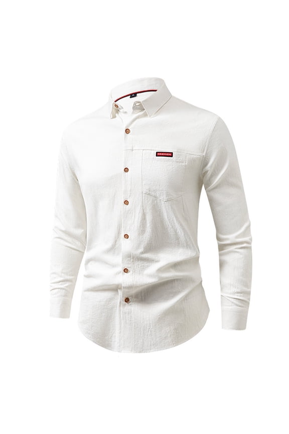 Polo Shirts for Men Long Sleeve Shirts Long Sleeve Running Men plus Size Work Lightweight Stretchy Shirt Selves T Soft Top Men's under Scrub Mens T White M