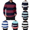 thumbnail image 1 of Polo Shirts for Men Long Sleeve Slim Fit Button Down Striped Color Block Tops Breathable Moisture Wicking Fall Winter Casual Golf Sports Mens Polo Shirts Red XL, 1 of 4
