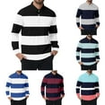 thumbnail image 1 of Polo Shirts for Men Long Sleeve Slim Fit Button Down Striped Color Block Tops Breathable Moisture Wicking Fall Winter Casual Golf Sports Mens Polo Shirts White XXXL, 1 of 4