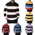 thumbnail image 1 of Polo Shirts for Men Long Sleeve Slim Fit Casual Button Down Striped Color Block Tops Breathable Moisture Wicking Fall Winter Golf Sports Mens Polo Shirts White XXL, 1 of 4