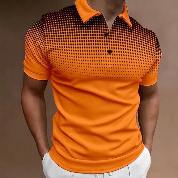 Polo Shirts Men,Men's Short Sleeved Golf Designed Summer Lightweight Casual Work Tops Orange 3XL