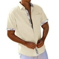 thumbnail image 1 of Polo Shirts for Men Outdoor Foam Athletic Set Full Sleeves Tees Men Stripes Shirt Turtleneck Dressy Mens Loose Shirt Yoga Short Sleeve Workout Plain Shirts Long Sleeve Thumb Hole Beach Khaki 3XL, 1 of 4