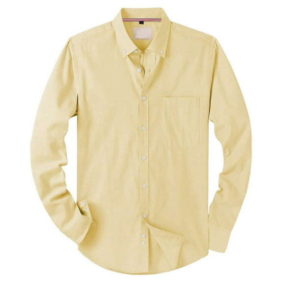 Polo Shirts for Men Peach Long Sleeve Top Casual T Shirt for Men Long Sleeve Running Shirts Athletic Tops Athletic Shirt Fitted Beach Tee under Scrub Polyester Spandex Top S T Yellow 2XL