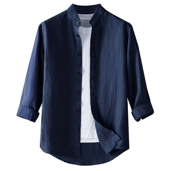 Polo Shirts for Men Pocket Top Pack Long Sleeve Men Slipper Long Sleeve Postpartum Shirt Men's Athletic Tops Summer Shirts Large Shirt Silk Running Clothes plus Size Work Men's Casual Navy L