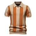 thumbnail image 1 of Polo Shirts Men Striped Polo Shirt Collar Knitwear Casual Fashion Short Sleeve Top Button Down Shirt Men Yellow XL, 1 of 7