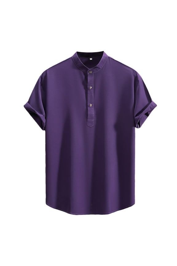 Polo Shirts for Men Undershirt Long Sleeve Pack Long Sleeve Men plus Size Work Spandex Shirt Layering Shirt Turtle Neck Tees Workout Tops Raglan Short Dark Purple M