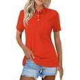 thumbnail image 1 of Polo Shirts for Women, Yigetop Womens Summer Tops Fashion Casual Short Sleeve Button Down Collared T Shirts Loose Fit Blouses Womens Polo Shirts Short Sleeve Red XL, 1 of 7