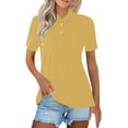 thumbnail image 1 of Polo Shirts for Women, Yigetop Womens Summer Tops Fashion Casual Short Sleeve Button Down Collared T Shirts Loose Fit Blouses Womens Polo Shirts Short Sleeve Yellow XL, 1 of 7