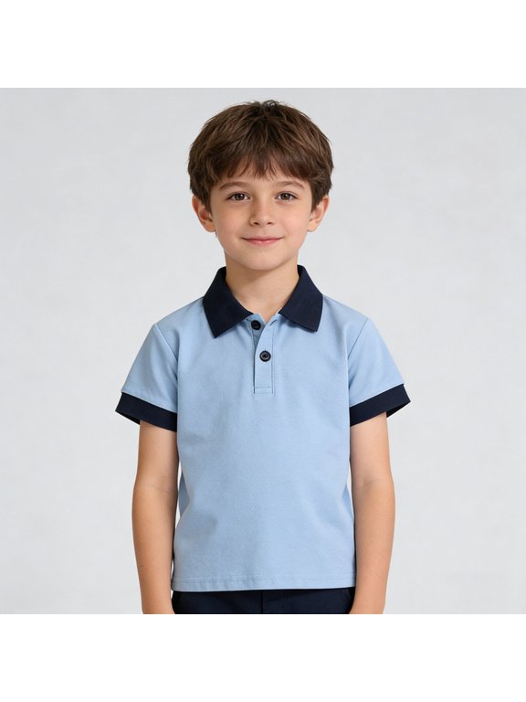 Polo Shirts for Boy Classic Casual Toddler Fashion Shirt Comfortable Regular Fit Boys Daily Wear Blue Size 2-3 Years
