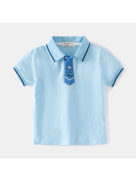 Polo Shirts for Boy Lightweight Soft Toddler Shirt with Button Breathable Regular Fit Summer Kids Clothing Blue Size 3-4 Years