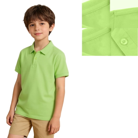 Polo Shirts for Boys Green Button Down Short Sleeve Polo Shirts Graduation Shirts Casual Collared Shirts Kids Size 9-10 Years Boys Clothes