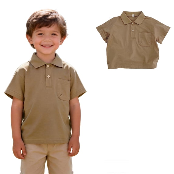 Polo Shirts for Boys Khaki Button Down Girls Short Sleeve Shirts Uniform Shirt Casual Tops Kids Boys Summer Top Clothes 5-6 Years