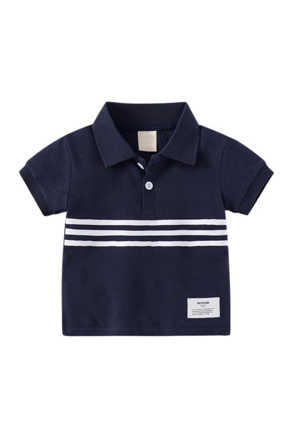 Polo Shirts for Boys Lightweight and Loose Fit Toddler Kids Shirts Chest Pocket Summer Holiday Tops Navy 12-18 Months