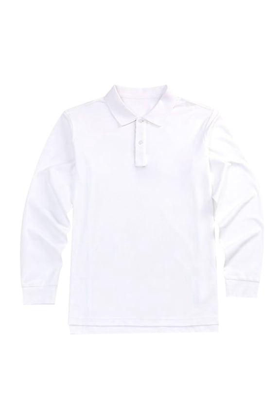 Polo Shirts for Boys Long Sleeve Rib Collar Solid Color Tops Casual Breathable School Uniform Comfortable Boys T Shirts Size 6-7Y
