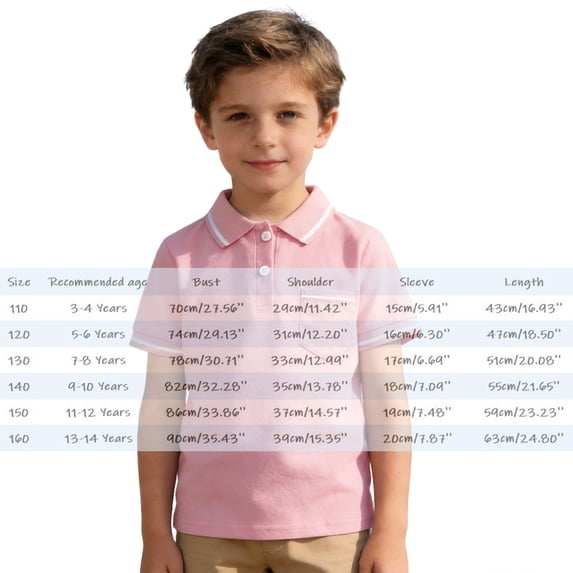 Polo Shirts for Boys Pink Girls Short Sleeve Tops Boys Formal Shirt Casual Tops Tween 11-12 Years Clothes for Boys