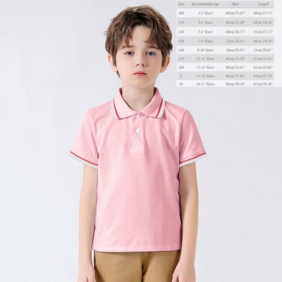 Polo Shirts for Boys Pink Short Sleeve T Shirt Kids Uniform Shirts for Boys Casual Collared Shirts Kids Boys Tee Shirts 9-10 Years