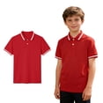 thumbnail image 1 of Polo Shirts for Boys Short Sleeve Boy Red Button down Shirt Summer Clothes Teen 13-14 Years Boys Shirts, 1 of 5